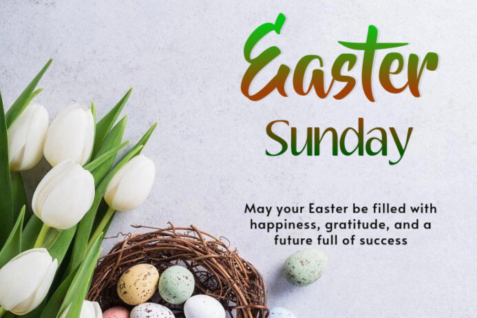 White Modern & Minimal Easter Sunday Label Rótulo template