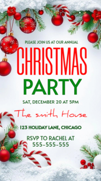 White Modern & Minimal Editable Christmas Party  Digital Display (9:16) template