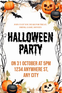 White Halloween Party Poster Template
