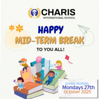 White Modern & Minimal Editable School Mid-term Break Announcement Instagram Post template