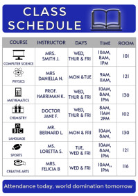 White Modern & Minimal Editable School Timetable Template – Printable Classroom Schedule | Daily & W A4