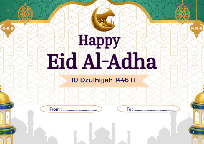 White Modern & Minimal Eid Al Adha Postcard template