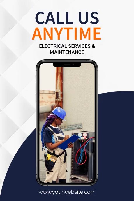 White Modern & Minimal Elctrical Service Post Template | PosterMyWall