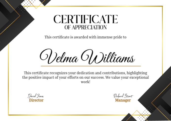 White Modern & Minimal Elegant Certificate Of Appreciation A4 template