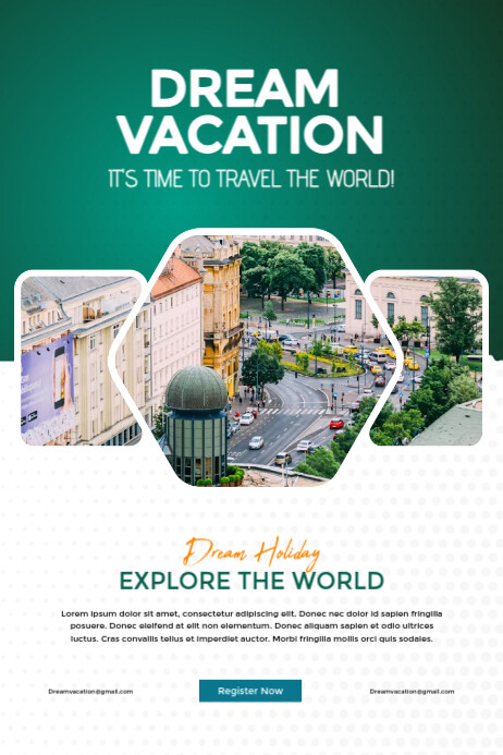 White Modern & Minimal Elegant Hexagon Layout For Travel & Holiday Promotions Poster for socials template