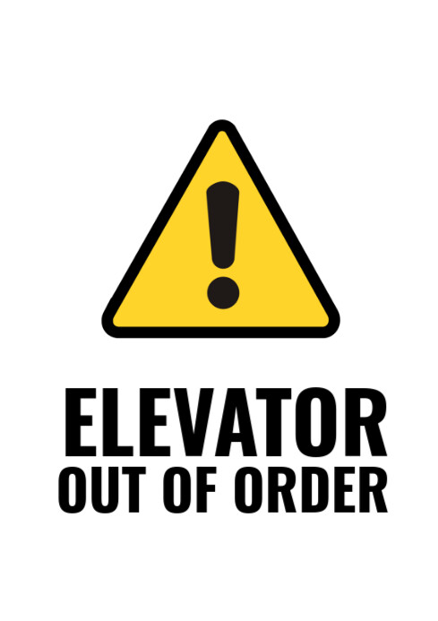 White Modern & Minimal Elevator Out Of Order Sign  A2 template