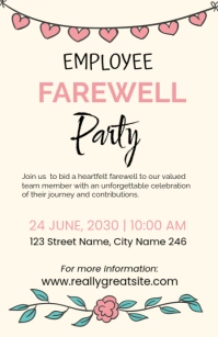 White Modern & Minimal Employee Farewell Party Tabloid template