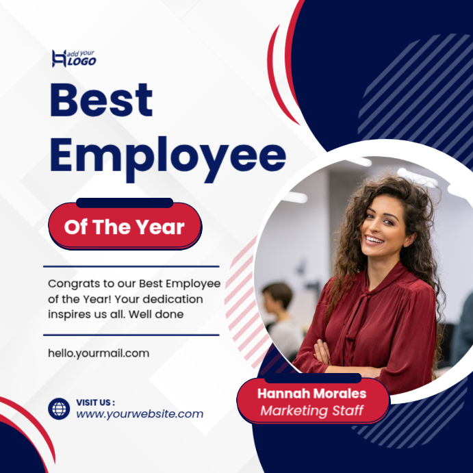 White Modern & Minimal Employee Of The Month Instagram Post template