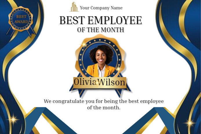 White Modern & Minimal Employee Recognition Award Template Poster