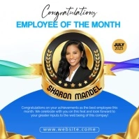 White Modern & Minimal Employee Spotlight Design Square (1:1) template