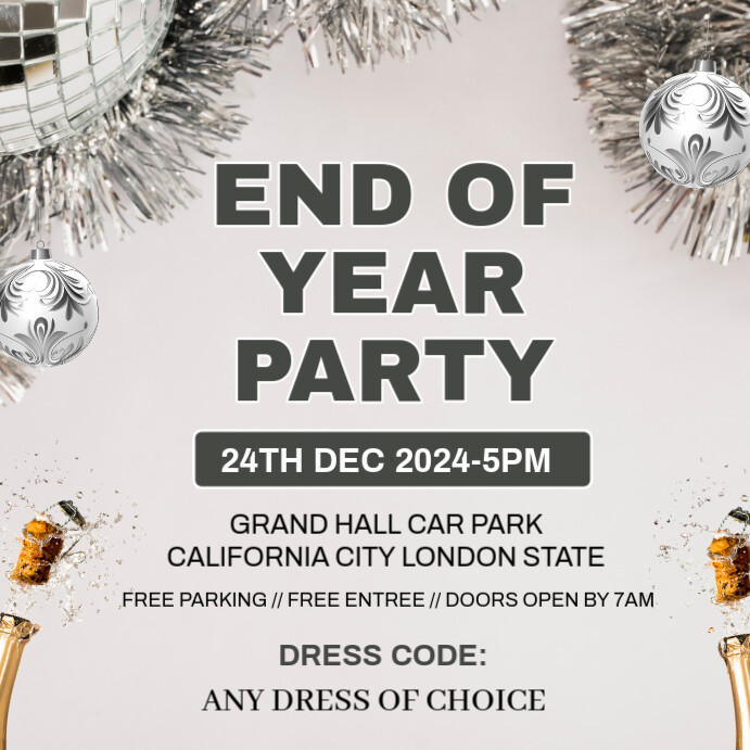 White Modern & Minimal End Of Year Party Invitation Template Instagram