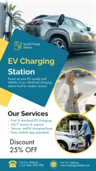 White Modern & Minimal  Ev Charging Station Advertisement Template Instagram Story