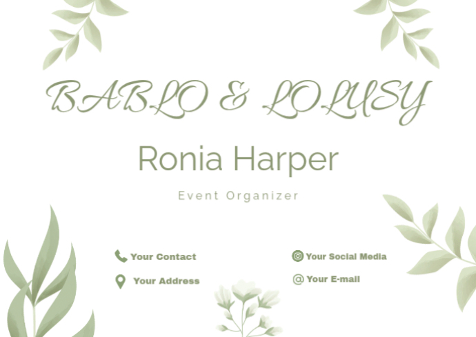 White modern & minimal event organizer place card postcard Template ...