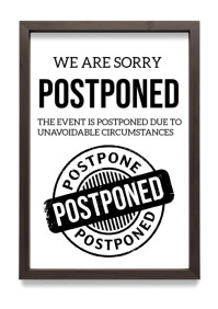 White Modern & Minimal Event Postponed A4 template