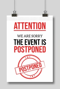 White Modern & Minimal Event Postponed Poster Cartaz template
