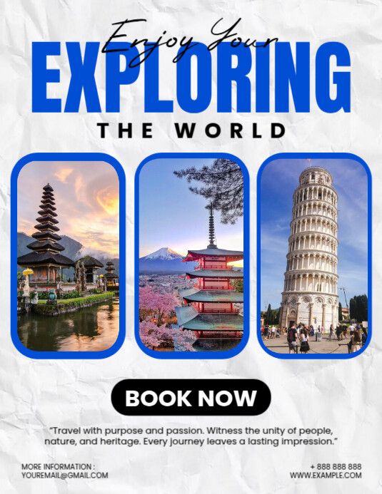 White Modern & Minimal Exploring The World Flyer (us Letter) template
