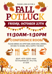 White Modern & Minimal Fall Potluck Flyer A4 template