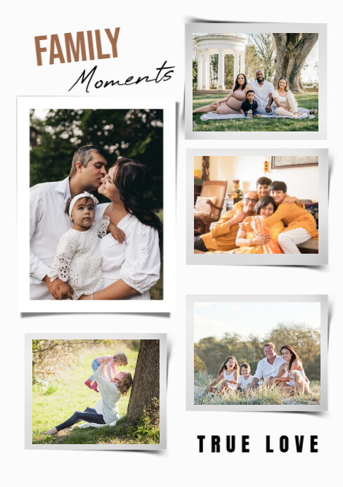 White Modern & Minimal Family Photos Poster Template A5