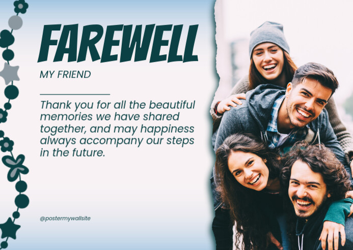 White Modern & Minimal Farewell Card Kartu Pos Poskaart template