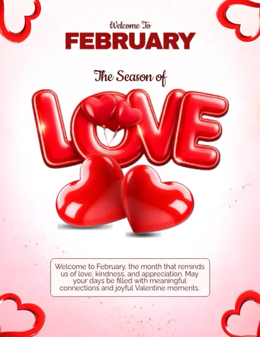 White Modern & Minimal February New Month Greeting Flyer (us Letter ...