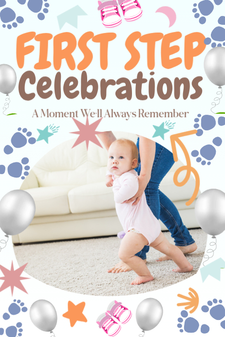 Plantilla de White Modern & Minimal First Step Celebrations Poster ...