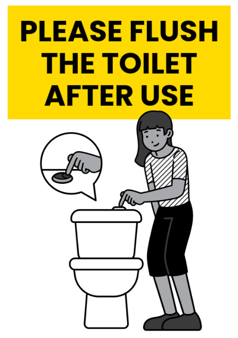 White Modern & Minimal Flush The Toilet Signage Poster A4 Template ...