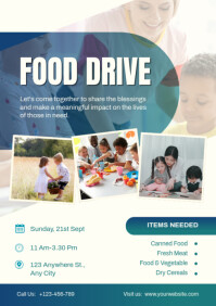 White Modern & Minimal Food Drive Charity Event  A4 template