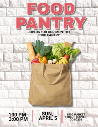 White Modern & Minimal Food Pantry Event Flyer Ulotka (US Letter) template