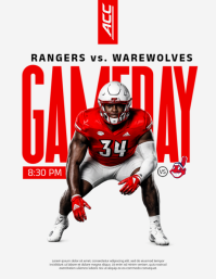 White Football Game Day Løbeseddel Template
