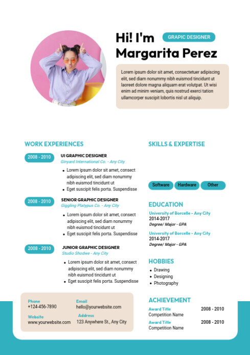 White Modern & Minimal Formal Resume Template A4