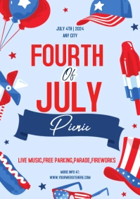 White Modern & Minimal Fourth Of July Picnic A2 template