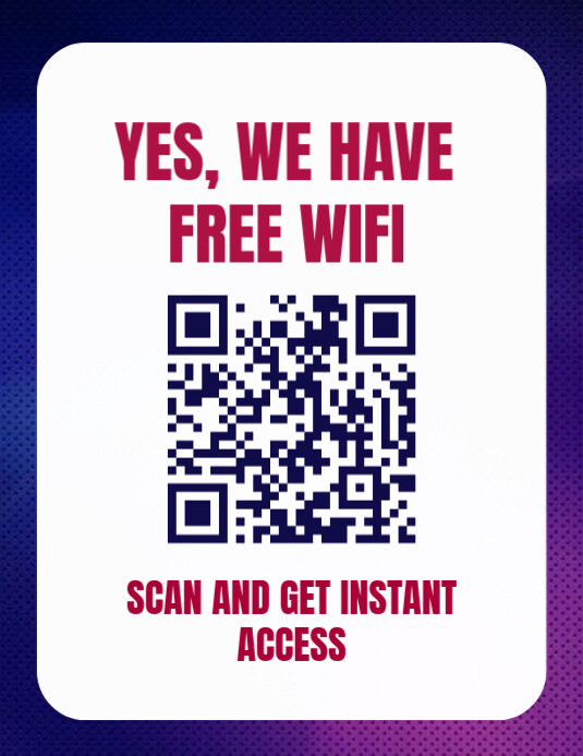White Modern & Minimal Free Wifi Qr Code Flyer Flyer (us Letter) Pamflet (Letter AS) template