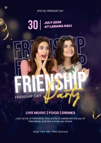 White Modern & Minimal Friendship Day Party A4 template