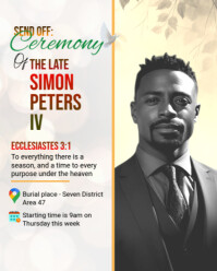 White Modern & Minimal Funeral, Memorial Ceremony Invite Instagram Portrait template