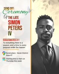White Modern & Minimal Funeral, Memorial Ceremony Invite Instagram Portrait template