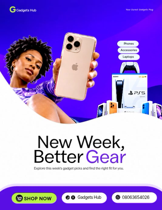 White Gadget Promotion Flyers Template | PosterMyWall