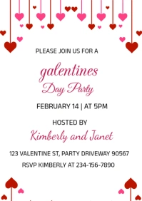 White Modern & Minimal Galentines Girls Night Invitation Template A5