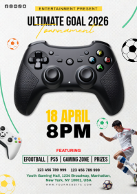 White Modern & Minimal Gaming Tournament A4 template