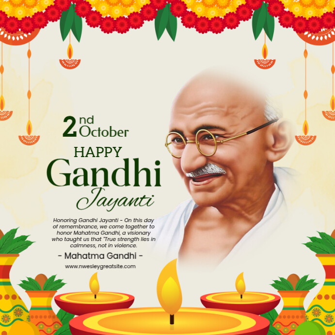 White Modern & Minimal Gandhi Jayanti Square (1:1) template