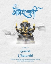 White Modern & Minimal Ganesh Chaturthi Video Greeting Flyer Design Instagram Portrait template
