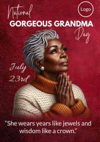 White Modern & Minimal Geogeous Grandma Day  A4 template