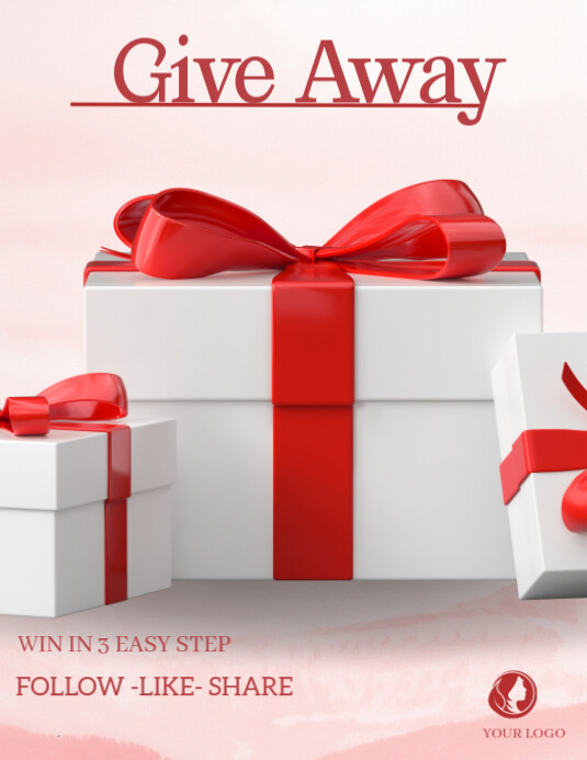 White Modern & Minimal Give Away  Flyer (us Letter) template