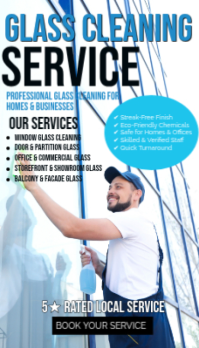 White Modern & Minimal Glass Cleaning Service  Business Card template