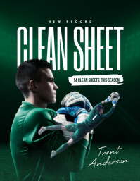 White Modern & Minimal Goalkeeper Clean Sheets Pamflet (letter As) Folder (US Letter) template
