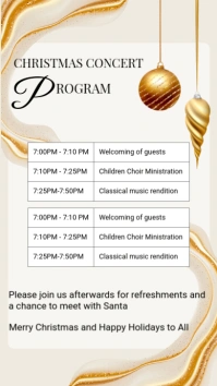White Modern & Minimal Gold Christmas  concert program Instagram Story template