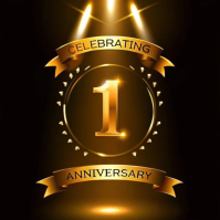 White Modern & Minimal Golden 1 Year Anniversary Celebration  Instagram Post template