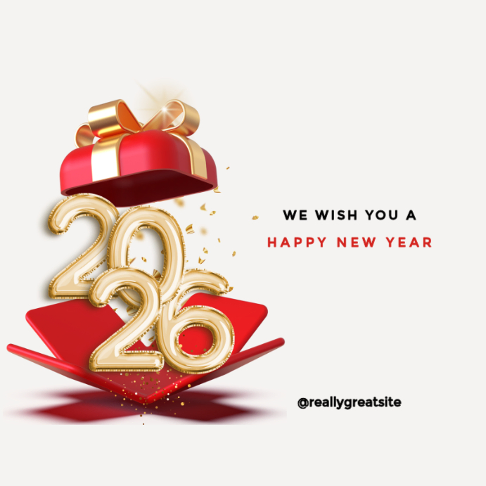 White Modern & Minimal Golden Glitter 2026 Happy New Year Instagram ...