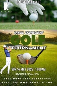White Modern & Minimal Golf Tournament Games Poster template