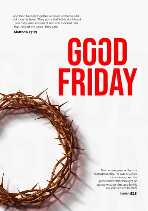 White Modern & Minimal Good Friday Poster A3 Template | PosterMyWall