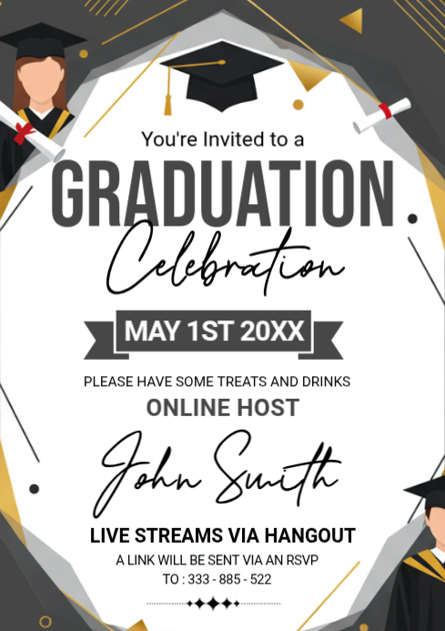 White Modern & Minimal Graduation Celebration A4 Template | PosterMyWall